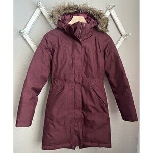 The North Face Women's XS Arctic Parka Down Jacket Faux Fur Trim Hood Burgundy